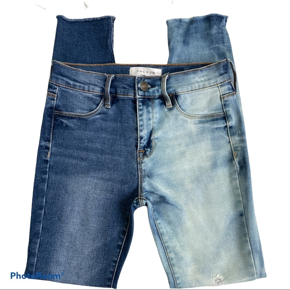 PacSun Two-Tone Blue Split Hem Jeggings